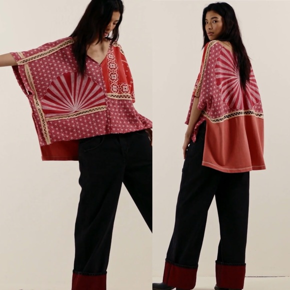 Free People Thunder Road Tee Red Vintage Red - Picture 8 of 8